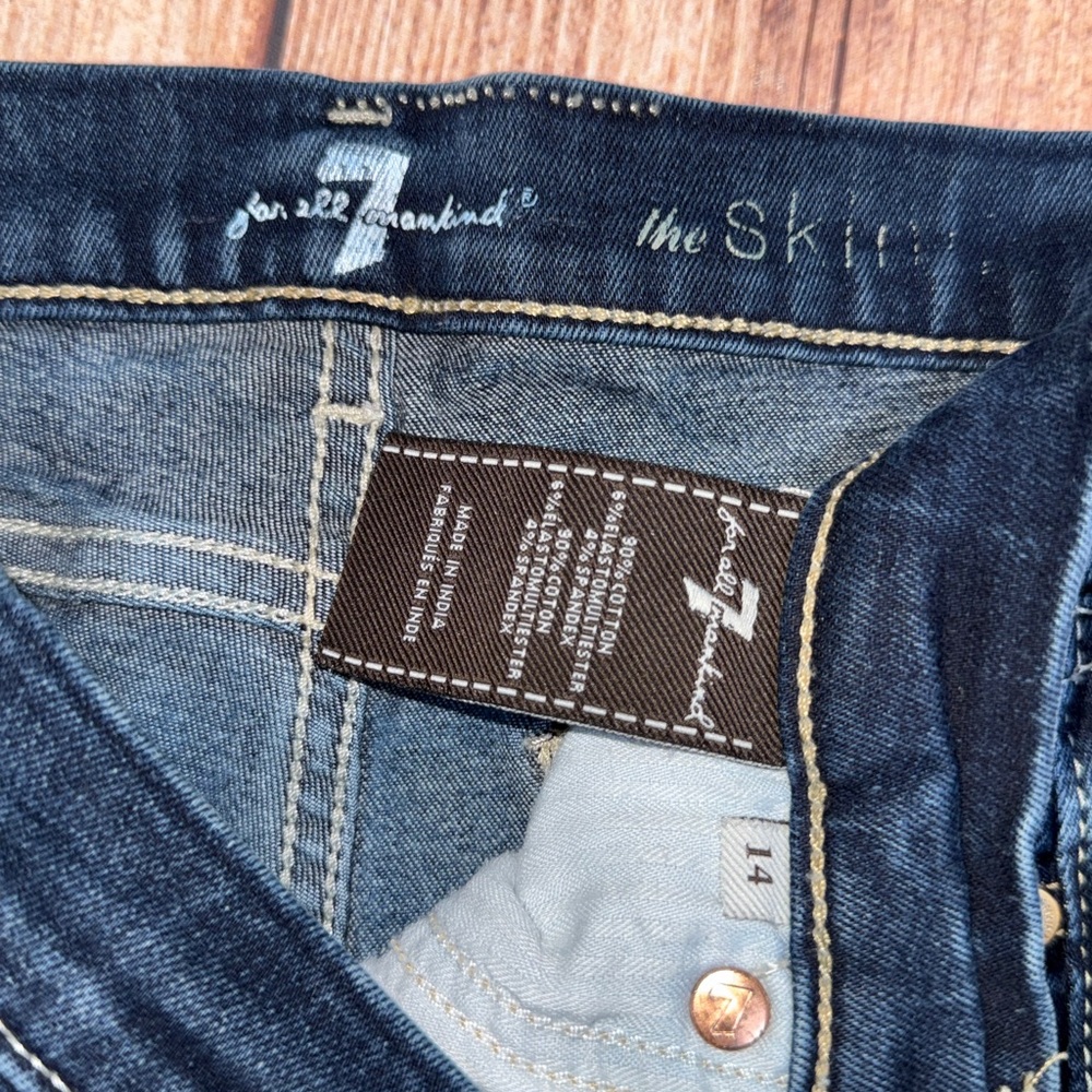 7 For All Mankind “The Skinny” Jeans – Girls Size 14 – Dark Wash - Picture 3 of 4